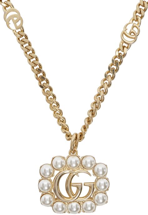 gucci pearl double g necklace|gucci pendant necklace silver.